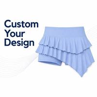 Jupe-short asymétrique à volants cascade pour femme, sur mesure OEM - Couches superposées, ourlet festonné, short intégré, 6 couleurs