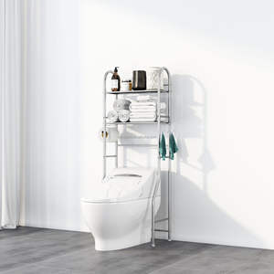 Estantería sobre inodoro de acero inoxidable, estante con 2 piezas y 3 niveles - Product Image 6