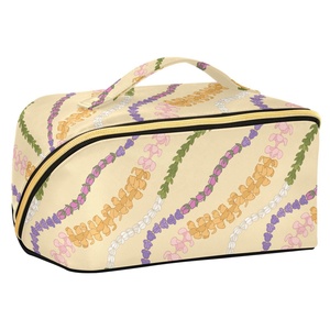 Hawaiian Yellow Puakenikeni <b>Lei</b> Flower Custom Print Makeup Pouch Waterproof Customized Travel Cosmetic Bags with Logo - Product Image 1