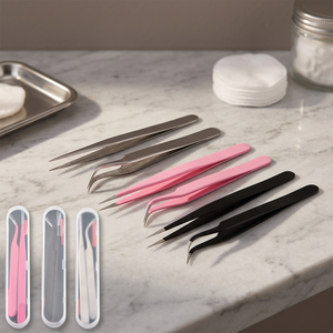 Pinzas de Acero Inoxidable de Alta Calidad para Extensión de Pestañas, Herramienta de Belleza con Punta Curva y Lisa, de la Marca Gold Tier Medical Instruments Company - Product Image 2