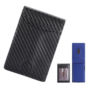 Cross Border <b>Metal</b> Card Holder Bi Fold <b>Wallet</b> Aluminum Alloy RFID Blocking Men's Short <b>Wallet</b> Blue Black Carbon Pattern - Product Image 5