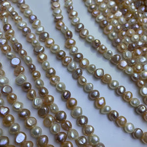 Perles d'eau douce baroques Keshi en gros, 6-7 mm, couleur bonbon, or, double face, légères, naturelles, matériaux faits à la main pour le bricolage - Product Image 3