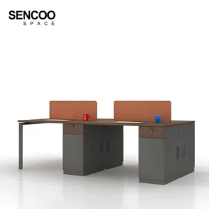 Modern MFC kurulu tasarım klasik ofis mobilyaları ofis ofis masası için 4 personel iş istasyonu