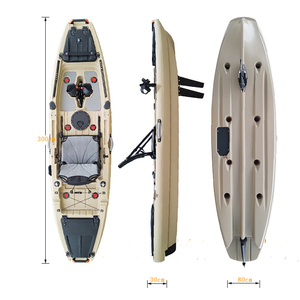 Kayak à pédales de 10 pieds avec aileron, coque en LLDPE, matériau plastique, avec gouvernail, kayak de pêche sit-on-top - Product Image 5