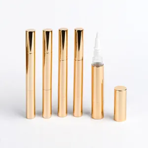 Venta al por mayor de suministro vacío 3ml 5ml Gold Twist Nail Oil Pen con cepillo con