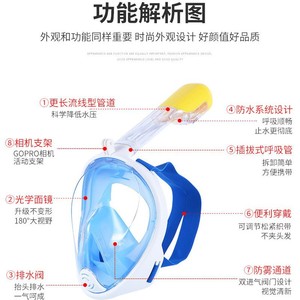Masque facial intégral en verre trempé de 4,0 mm, silicone, plongée en apnée, sports nautiques, adulte, universel, sac en filet - Product Image 3