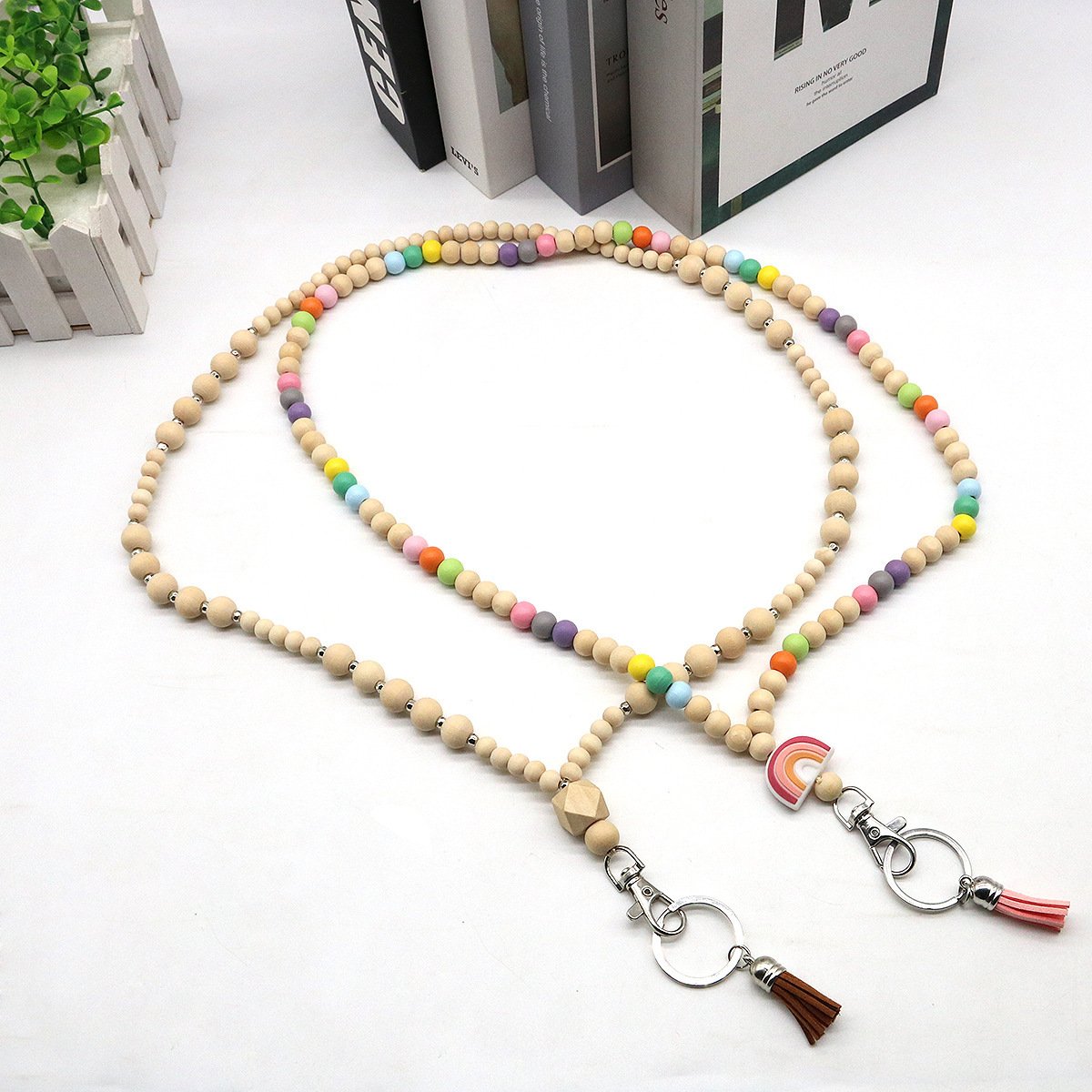 New Teacher Lanyard Gold and White Beaded Lanyard Classy Personalized Lanyard Customized Badge Holder Image 2