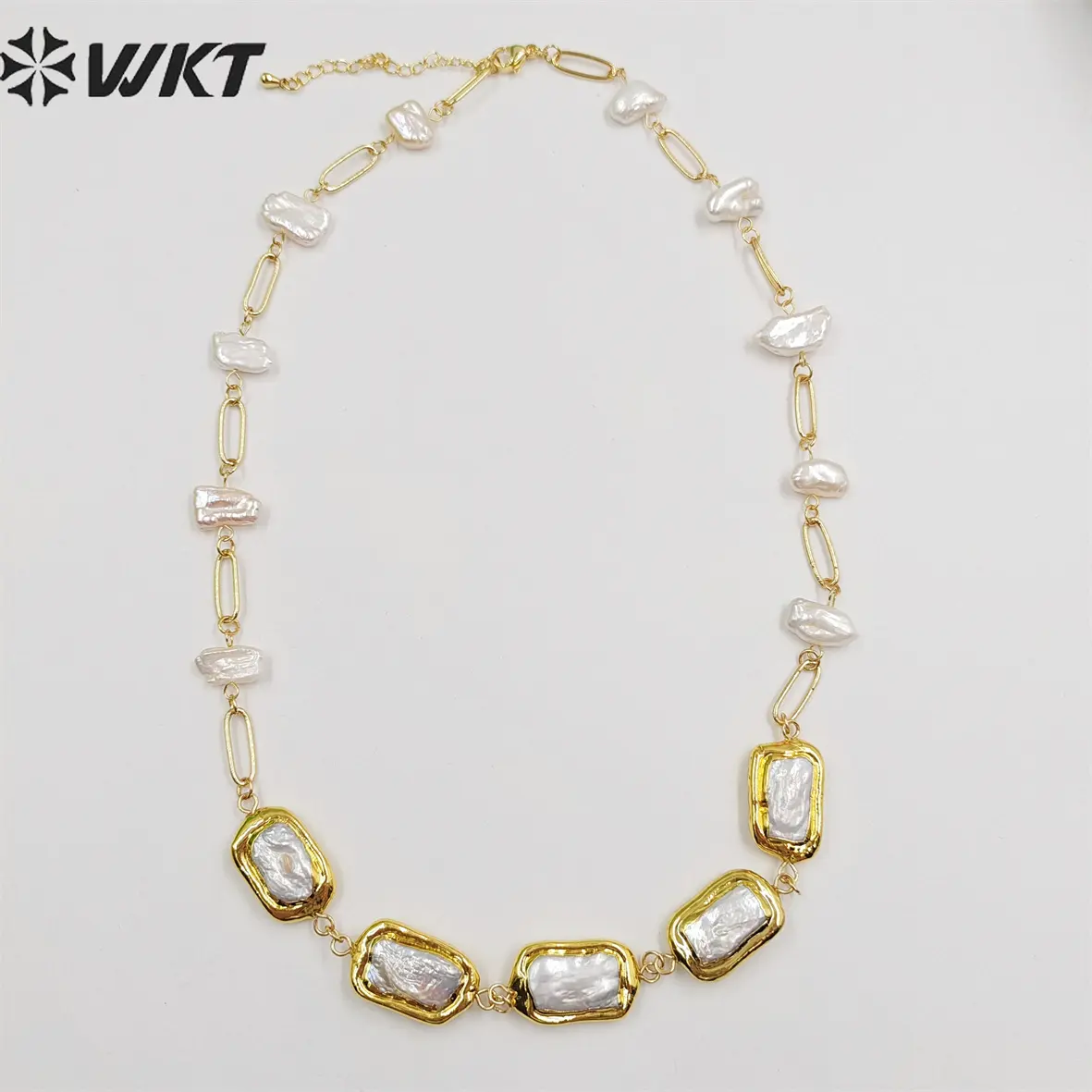 WT-JN210 Italian Designer new style Gorgeous 18k real gold plated Natural Freshwater Pearl necklace in 16 inch long birth gift