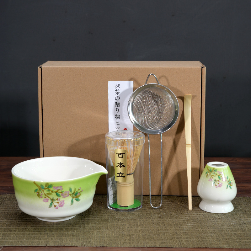 Bol à Matcha Vert Fleur de Cerisier