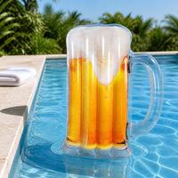 Fauteuil flottant gonflable en forme de tasse de bière pour piscine, coussin d'air en PVC épais pour bain de soleil aquatique, vente en gros