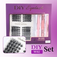 Set Bulu Mata Cluster Heart Girl DIY 168P, Ekstensi Bulu Mata Cluster, Penjepit, Penghilang, Perekat & Penyegel, Kotak Kustom, Dapat Ditambahkan Logo Pribadi