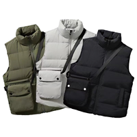 Gilet unisexe blanc sans manches en polyester rempli col montant extérieur d'automne Logo personnalisé fermeture éclair grande taille veste pratique