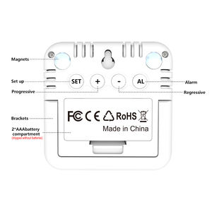 بطاريات AAA تعمل بالطاقة شاشة الإضاءة الخلفية LCD ميزان الحرارة بالشفط المغناطيسي ومقياس الرطوبة المنبه مع عرض التقويم - Product Image 4