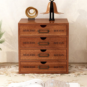 Meuble de rangement en bois à 4 tiroirs, anti-humidité, organisateur de bureau, organisateur de bureau de table - Product Image 3