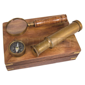Brass Antique Telescope Compass Magnifying Glass Nautical Gift Set Vintage Maritime Decor Collectible <b>Desk</b> <b>Accessories</b> <b>for</b> Home - Product Image 1