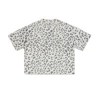 Camiseta de algodón grueso de 240 gramos con estampado de leopardo para hombre, cuello redondo, manga corta, estilo urbano, informal.