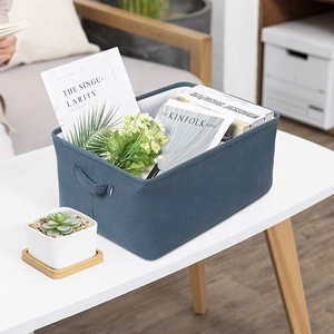 Panier en tissu carré classique avec poignée Boîte durable pour livres et articles divers Rangement d'<span class=keywords><strong>escalier</strong></span> pliable cousu avec soin - Product Image 5