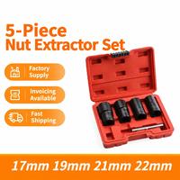 ANDUUK 1/2" Lot de 5 douilles extractrices de vis à écrous torsadés pour écrous endommagés ou rouillés, outil de démontage, clé