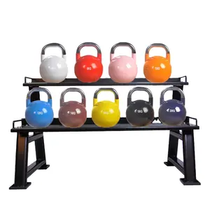 热中国工厂多彩盖健身房比赛壶铃家用健身举重铸铁壶铃