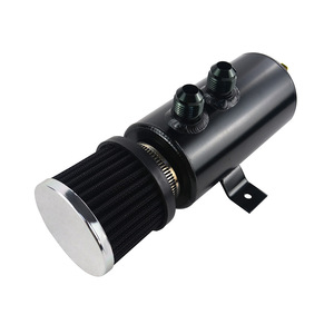 Oil Catch <b>Can</b> 0.75L With <b>Air</b> Filter AN10 Connector For Honda Retrofit Upgrade Metal Silver Black - Product Image 3