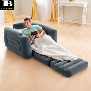 Sillón Inflable Portátil, Sofá Cama Individual con Portavasos, Superficie Aterciopelada, para el Hogar, Aire Libre, Campamento, Películas - Product Image 2