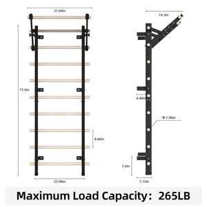 Barra di stallo <span class=keywords><strong>in</strong></span> <span class=keywords><strong>legno</strong></span> per uso domestico con cinghie di sospensione e attacco per barra di immersione Pull-Up 10 aste strategiche per la formazione scolastica e domestica - Product Image 3
