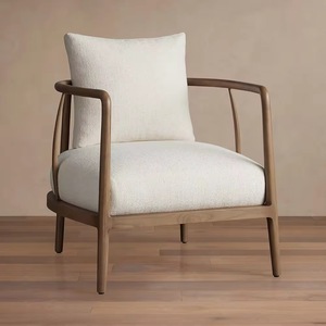 Poltrona Moderna e Semplice, Struttura in Legno Massello, Rivestimento in Tessuto, Perfetta per il Soggiorno Come Sedia Relax - Product Image 4