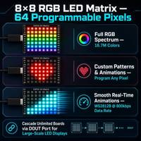 Kit de développement ESP32-S3 Mini avec matrice LED RGB WS2812 8x8, gyroscope IMU 6 axes, accéléromètre, WiFi BLE 5.0