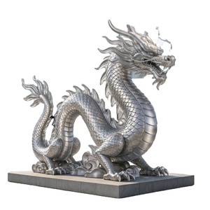 Statue de dragon chinois personnalisée en PRV, sculpture de Feng Shui en fibre de verre, décor extérieur étanche pour aménagement paysager et océanarium - Product Image 1
