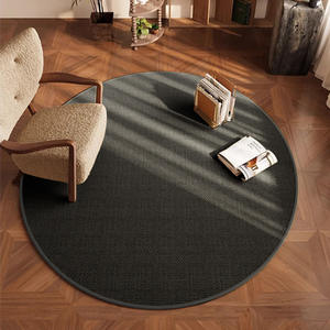 Alfombra Redonda Tejida Elegante Color Avena, Imitación Lino, Antideslizante, Color Sólido, para Sala de Estar, Dormitorio, Estudio - Product Image 4