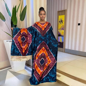 Abito lungo in cotone con design Kitenge africano stampato a maniche corte di nuova moda 2024 - Product Image 4