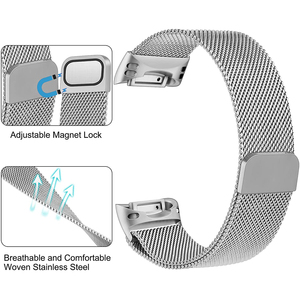 RYB – <span class=keywords><strong>Bracelet</strong></span> de rechange magnétique en métal, boucle en maille milanaise, en acier inoxydable, <span class=keywords><strong>pour</strong></span> <span class=keywords><strong>Fitbit</strong></span> <span class=keywords><strong>Charge</strong></span> <span class=keywords><strong>5</strong></span> - Product Image 4