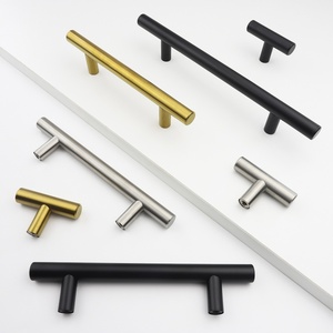Mobili moderni in acciaio inossidabile manici T Bar porta porta armadio cucina cava porta porta Funiture oro nero - Product Image 3