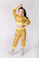 Trajes de Baile de Jazz para Niños, Ropa Brillante con Lentejuelas para Actuaciones de Hip-hop, Conjunto de Top y Pantalones para Niños y Niñas
