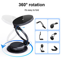 Support de chargeur de voiture sans fil magnétique pliable à rotation 360° pour tableau de bord et pare-brise, avec adhésif 3M puissant, type C