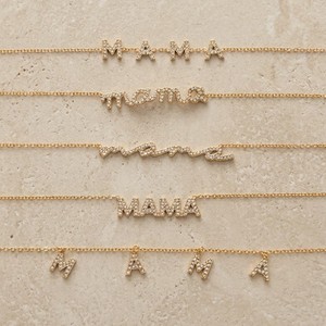 MAMA Best Quality Fashion <strong>Jewellery</strong> 18k Gold Plated Pvd Letter Charms Sparkling Stainless Steel Necklace for <strong>Mother's</strong> Day Gifts - Product Image 4