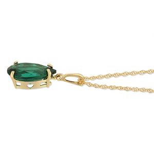 SGARIT 14K Solid Yellow Gold <b>Necklace</b> With Pear Shape 3 ct High Polished <b>Emerald</b> Grade AAA LAB grown gemstone Jewelry - Product Image 5