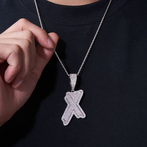 Ciondolo con Lettera A-Z in Moissanite, 26 Lettere Certificate GRA, Gioielli Hip Hop da Uomo con Diamanti, <span class=keywords><strong>Argento</strong></span> 925, Colore <span class=keywords><strong>D</strong></span> VVS - Product Image 4