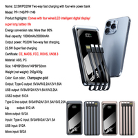 Batería Externa de Gran Capacidad Más Vendida de 10000 mAh, Batería Externa de 20000 mAh con Cable Tipo C, Carga Rápida para Teléfono 17, Samsung, Xiaomi