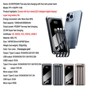 Meilleures ventes Banque d'alimentation 10000mah Grande capacité Banque d'alimentation 20000mah avec câble Type C Charge rapide pour téléphone 17 Samsung Xiaomi - Product Image 6