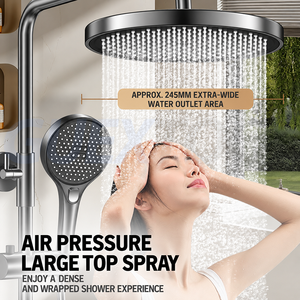 Juego de cabezal de ducha ajustable de tres niveles para baño doméstico, cabezal de ducha presurizado, grifo engrosado, rociador redondo y cuadrado para techo - Product Image 2