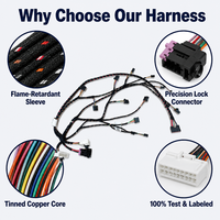 Kabel Harness Audio Stereo Inverter Daya Tahan Suhu Tinggi Konektor JST Berperingkat IP67 Sesuai RoHS