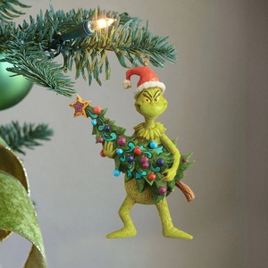 Adorno Navideño de Resina Pintado a Mano en 3D del <span class=keywords><strong>Grinch</strong></span>, con Mini Árbol de Navidad, Colgante Decorativo, Personaje de Película, Regalo Navideño - Product Image 1