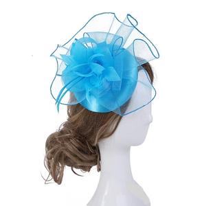Vente chaude plume bande de <span class=keywords><strong>cheveux</strong></span> beauté Fascinators chapeau banane pince maille fleur filet à <span class=keywords><strong>cheveux</strong></span> mode <span class=keywords><strong>cheveux</strong></span> cerceaux pour dames filles - Product Image 1