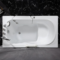 Baignoire de massage rectangulaire en ABS accessible aux personnes âgées avec porte latérale sans obstacle et siège profond pour les petites maisons modernes