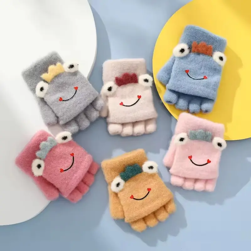 Модные милые животные теплые нейлоновые мягкие детские теплые детские зимние трикотажные перчатки