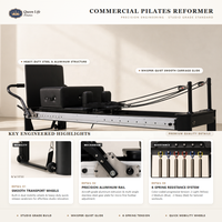 Queenlife Reformer Pilates de Luxe en Alliage d'Aluminium Blanc, Machine Commerciale Ajustable pour Studio et Bien-être