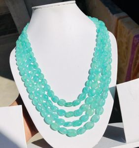 Cuentas de piedra Natural de 4mm de alta calidad, Esmeralda rusa, forma de Mani ovalada, collar de boda de Esmeralda verde, cuentas de piedras preciosas de Stock limitado - Product Image 1