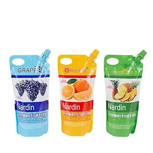 Custom Printing Free Design Plastic Frozen Liquid Beverage Stand Up Juice Chilli Pepper Ssuce Food Spout Pouch Bag Nozzle Packet