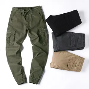 Offre Spéciale BAWANGCHENG Oem Pantalon cargo à boutons personnalisés Streetwear Pantalon cargo kaki Bemuda pantalons pour hommes Pantalon cargo pour hommes